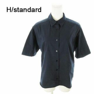 アッシュスタンダード(H/standard)のアッシュスタンダード 五分袖シャツ S オーバーサイズ 紺 210421MN2A(シャツ/ブラウス(半袖/袖なし))