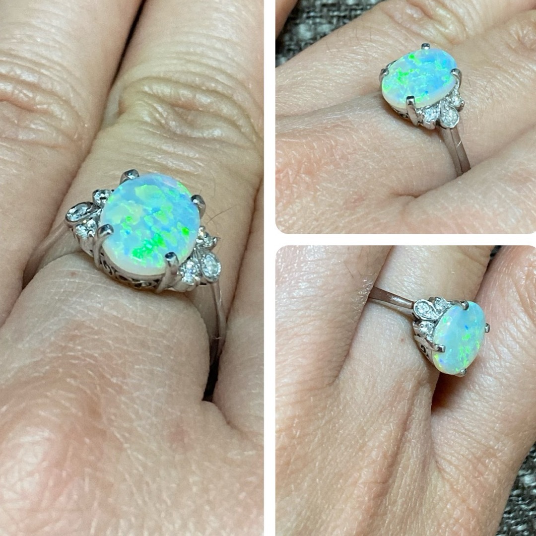 Pt850 1.2ct オーストラリアオパール リング 指輪 Pt850 1.2ct オーストラリアオパール リング 指輪