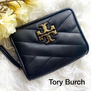 Tory Burch - 87.トリーバーチ 折り財布 シェブロン キルティング ラウンドジップ ブラック