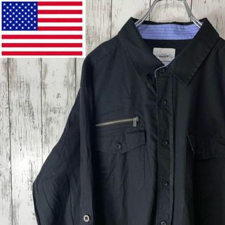 RUGGED USA古着 ビックサイズ 長袖ワークシャツ 2XL 黒 メンズ(シャツ)