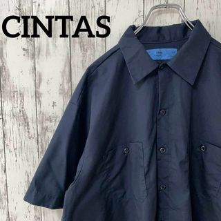 CINTAS ワークシャツ 半袖 胸ポケット オーバーサイズ 紺 XL メンズ(シャツ)