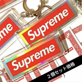 Supreme - 豪華Supremeホログラムトランプ２枚＆シルバートランプチャームキーホルダー㉒