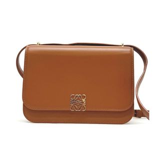 ロエベ(LOEWE)のロエベ LOEWE ゴヤ アナグラム GOYA バッグ ショルダーバッグ シルクカーフスキン ブラウン 茶 ゴールド金具(ショルダーバッグ)