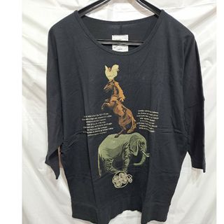 シャリーフ(SHAREEF)の未使用　SHAREEF　ドルマンスリーブ　ブラック　馬像リンゴ鳥　6～7分(Tシャツ/カットソー(七分/長袖))