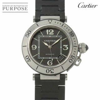 カルティエ(Cartier)のカルティエ Cartier パシャ シータイマー W31077U2 メンズ 腕時計 デイト ブラック オートマ 自動巻き Pasha Seatimer VLP 90237303(腕時計(アナログ))