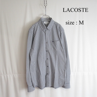 LACOSTE - LACOSTE ボタンダウン ジャージ ストライプ ロゴ デザイン シャツ 3