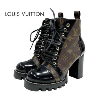 ルイヴィトン(LOUIS VUITTON)のルイヴィトン LOUIS VUITTON スタートレイルライン モノグラム ブーツ ショートブーツ 靴 シューズ レザー ブラウン ブラック アンクルブーツ レースアップ(ブーツ)