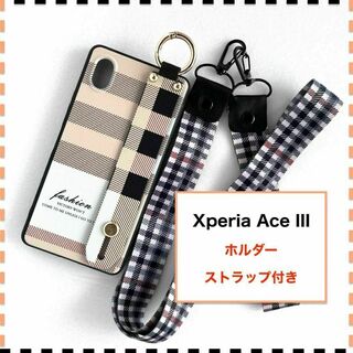 Xperia Ace III ケース ホルダ チェック SO-53C SOG08(Androidケース)