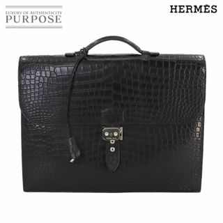 エルメス(Hermes)の未使用 展示品 エルメス HERMES サック ア デペッシュ 38 ブリーフケース ビジネス バッグ クロコダイル ポロサス □Q刻印 VLP 90237240(ビジネスバッグ)