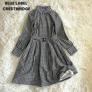 ブルーレーベルクレストブリッジ(BLUE LABEL CRESTBRIDGE)の美品　ブルーレーベルクレストブリッジ　ギンガムチェック　ワンピース　膝丈　長袖(ひざ丈ワンピース)