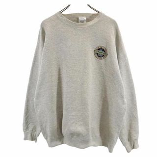 SANTEE 90s USA製 オールド ロゴ刺繍 長袖 トレーナー XL グレー SANTEE スウェット 裏起毛 メンズ(スウェット)