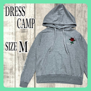 ドレスキャンプ(DRESSCAMP)のDRESS CAMP メンズ スウェットパーカー 薔薇 刺繍ロゴ グレー M(パーカー)