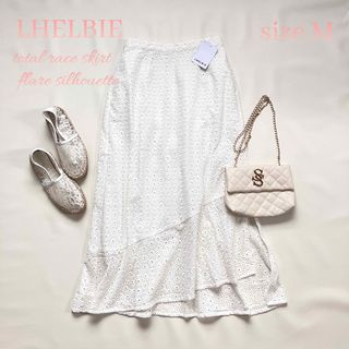 LHELBIE - ◆新品◆LHELBIE◆白レースロングスカート◆マーメイドフレア◆綿100%◆M