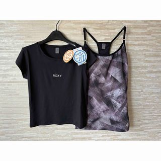 ロキシー(Roxy)のS」 ROXYロキシー 速乾UVカット Tシャツ & カップ付きキャミ 黒(Tシャツ(半袖/袖なし))