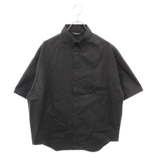 バレンシアガ(Balenciaga)のBALENCIAGA バレンシアガ 23SS TAPE LOGO S/S SHIRT テープロゴプリント半袖ボタンダウンシャツ ブラック 738761 TNM60(シャツ)