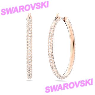 スワロフスキー(SWAROVSKI)のSWAROVSKI★stone★フープピアス★ローズゴールド★ピンクゴールド(ピアス)