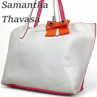 Samantha Thavasa - サマンサタバサ トートバッグ ハンドバッグ A4収納可 ピンク リボンクリップ