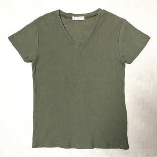 Vネックリブカットソー　Tシャツ(カットソー(半袖/袖なし))