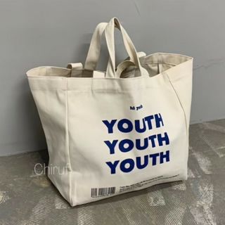 youth ロゴ トートバッグ ビッグサイズ キャンバス 大容量 きなり 白(トートバッグ)