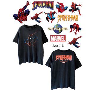 マーベル(MARVEL)のSpider-Man　スパイダーマン　Tシャツ　L　黒　USA古着(Tシャツ/カットソー(半袖/袖なし))