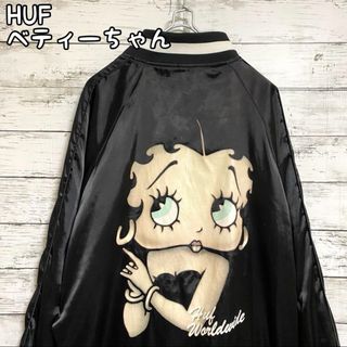 ハフ(HUF)の美品　ハフ　スカジャン ベティー　グラフィック プリント 刺繍　ロゴ　Lサイズ(ナイロンジャケット)