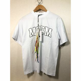 010670● 未使用 MSGM ロゴ Tシャツ XS ホワイト(Tシャツ/カットソー(半袖/袖なし))