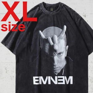 EMINEM　エミネム　ビッグプリント　ピース　ラップTシャツ　ブラック　XL(Tシャツ/カットソー(半袖/袖なし))