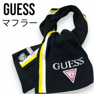 ゲス(GUESS)のゲス サッカーマフラー マフラー 純正品 ユニセックス ロゴワッペン ロゴ 黒(マフラー)