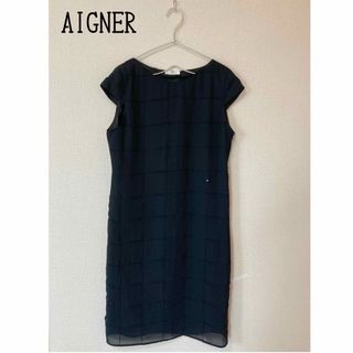 アイグナー(AIGNER)のアイグナー　フォーマル　レディース　黒　ワンピース　M(ひざ丈ワンピース)