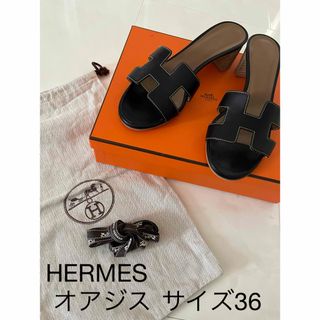 エルメス(Hermes)の美品！HERMES エルメス  サンダル　ミュール　オアジス　36 ブラック(サンダル)