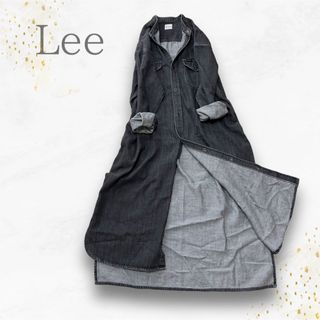 Lee - 美品　現行　Lee デニム　ロングワンピース　バンドカラー　インディゴ　ブラック