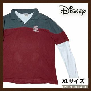 ディズニー(Disney)のディズニー ロンT 長袖シャツ グレー 重ね着風 ワッペン メンズ トレーナー(Tシャツ/カットソー(七分/長袖))