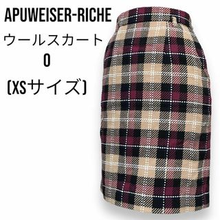 アプワイザーリッシェ(Apuweiser-riche)のアプワイザーリッシェ ウールスカート チェックスカート プチサイズ タイト 膝丈(ひざ丈スカート)