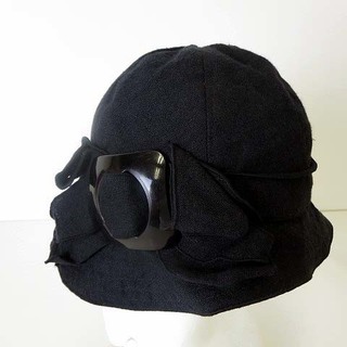 アザー(other)のANGIOLO FRASCONI イタリア製 ハット 帽子 リネン 57cm 黒(その他)