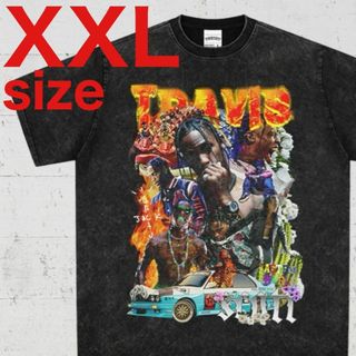 トラヴィス　TRAVIS　ヴィンテージ加工　ポップ　Tシャツ　ブラック　XXL(Tシャツ/カットソー(半袖/袖なし))