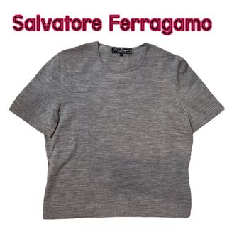 美品 Salvatore Ferragamo 半袖 ニット XL グレー(カットソー(半袖/袖なし))