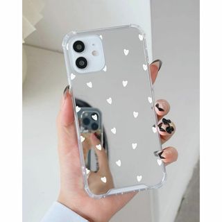 韓国 iPhoneケース ミラー ハート シンプル 鏡 おしゃれ かわいい(iPhoneケース)