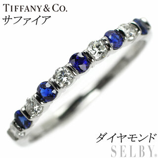 ティファニー(Tiffany & Co.)のティファニー Pt950 サファイア ダイヤモンド リング ヴィンテージ製品 ハーフエタニティ(リング(指輪))