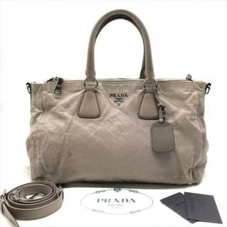 プラダ(PRADA)のPRADA プラダ ロゴ レザー 2WAY トート ハンド バッグ A4 グレージュ レディース k2037(トートバッグ)