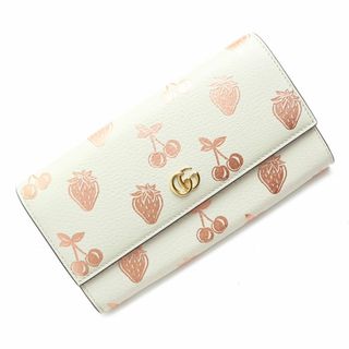 グッチ(Gucci)のグッチ GG マーモント コンチネンタルウォレット ストロベリー チェリー バレンタインモデル 二つ折り 長財布 カーフスキン レザー アイボリー 白 ゴールド金具 456116 箱付 GUCCI（新品・未使用品）(財布)