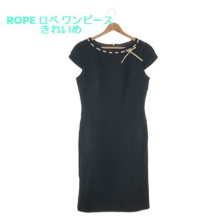 ROPE ロペ ワンピース 膝丈 ボートネック リボン 半袖 きれいめ レディー(ロングワンピース/マキシワンピース)