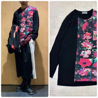 ヨウジヤマモトプールオム(Yohji Yamamoto POUR HOMME)の22ss ヨウジヤマモト プールオム 花図鑑 切替 長袖 カットソー サイズ 3(Tシャツ/カットソー(七分/長袖))