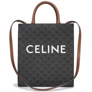 セリーヌ(celine)のセリーヌ  スモール バーティカル カバ 2way ショルダー トート ハンドバッグ 斜め掛け トリオンフキャンバス カーフスキン レザー タン ブラウン 茶 ゴールド金具 191542 CELINE（新品・未使用品）(ショルダーバッグ)