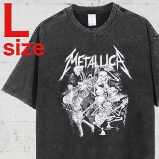 メタリカ　METALLICA　スカル　バンド　ロック　Tシャツ　L　ブラック(Tシャツ/カットソー(半袖/袖なし))