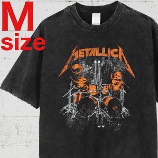 メタリカ　METALLICA　ドラム　オレンジ　ロック　バンド　Tシャツ　M(Tシャツ/カットソー(半袖/袖なし))