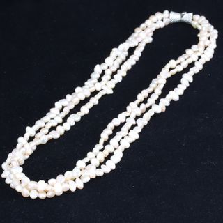 ミキモト(MIKIMOTO)のITA32YRNLTE0 MIKIMOTO ミキモト バロックパール ピンクホワイト 3連ネックレス SV 35.0g 全長約42cm レディース アクセサリー(ネックレス)