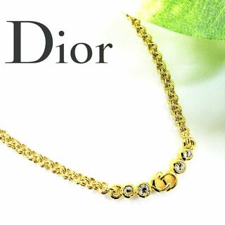 クリスチャンディオール(Christian Dior)の美品☆Christian Dior ディオール ラインストーン ロゴ ネックレス(ネックレス)