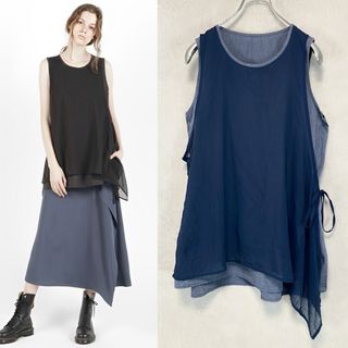 ワイズ(Y's)のY's POLYESTER COTTON DOUBLE DRAPE BLOUSE(カットソー(半袖/袖なし))