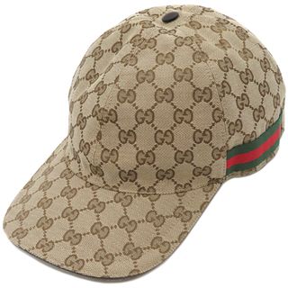 グッチ(Gucci)のグッチ GUCCI キャップ オリジナルGGキャンバス ベースボール キャップ GGキャンバス ベージュ XL シルバー金具 茶 シェリーライン  200035【中古】(キャップ)