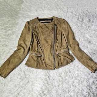 ザラ(ZARA)の良品☆ZARA　レザージャケット　本革　ヤギ革　ノーカラー　ライダース　S(ノーカラージャケット)